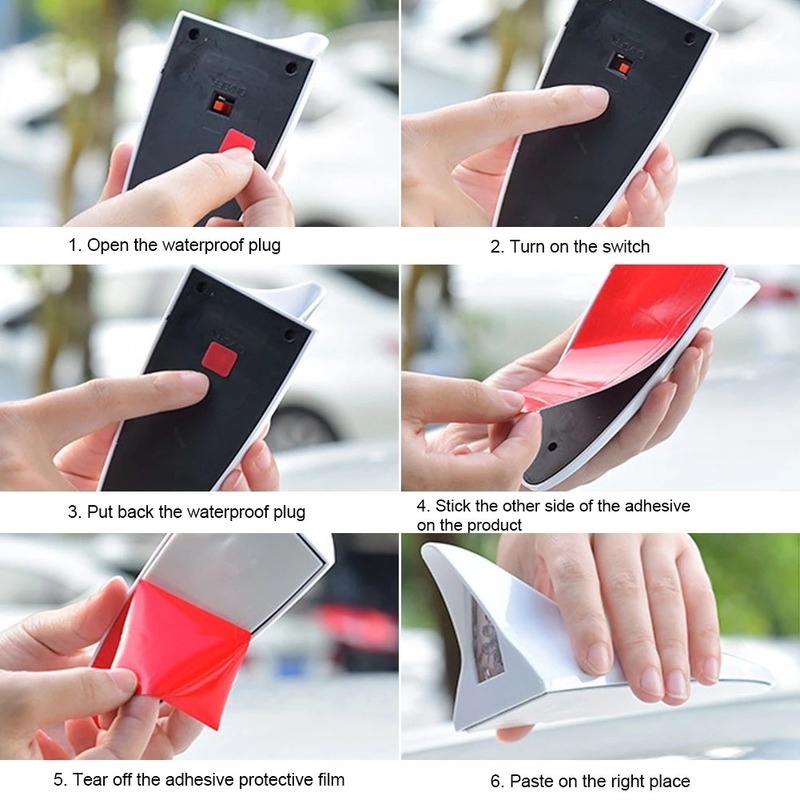 Đèn Đuôi Cá Mập Chống Nước Chống Va Chạm Sử Dụng Năng Lượng Mặt Trời Trang Trí Nóc Xe Hơi