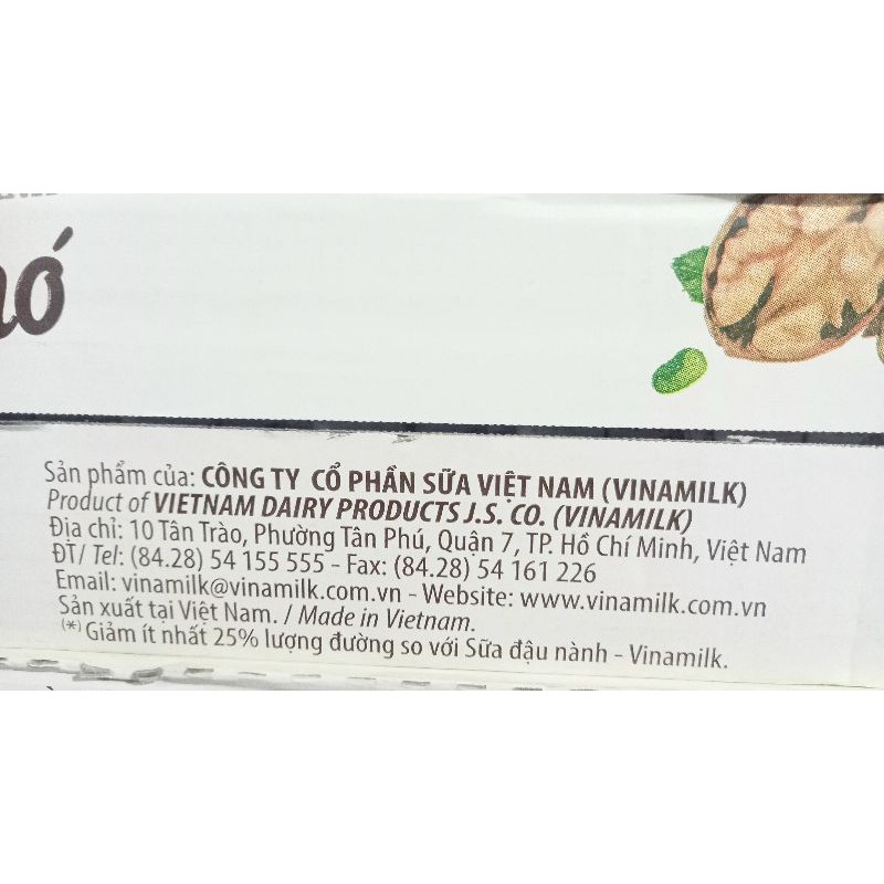 sữa đậu nành óc chó vinamilk 48h hộp X 180ml, 10.2021