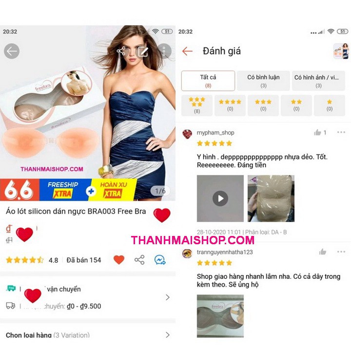 Áo lót silicon dán ngực BRA003 Free Bra