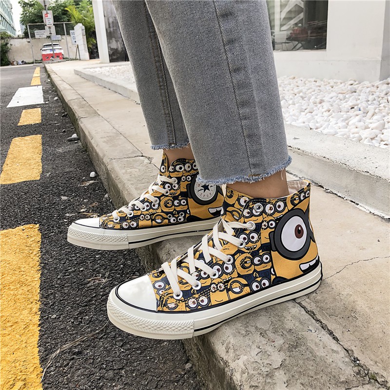 Giày canvas họa tiết hoạt hình Minions/One piece size 39-44 thời trang cho nam