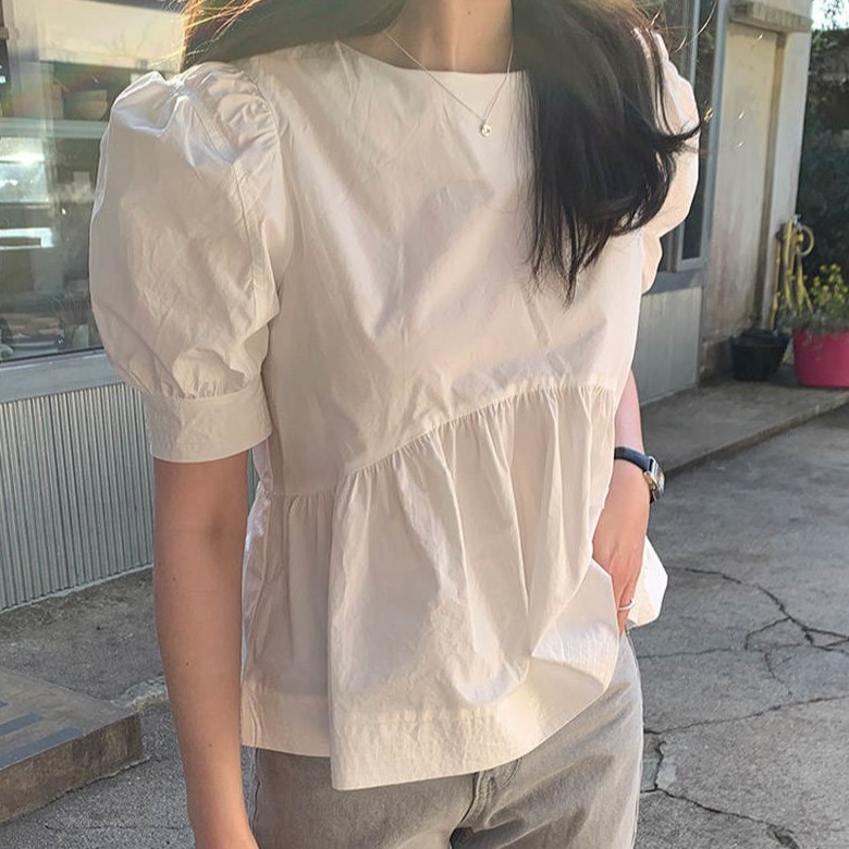 Áo 42982 Tay Phồng Cổ Tròn Dành Cho Nữ