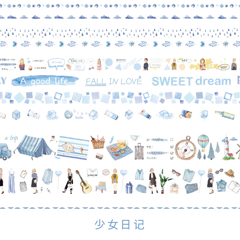 Set 10 Cuộn Băng Dính washi DIY Trang Trí Nhật Ký Sáng Tạo