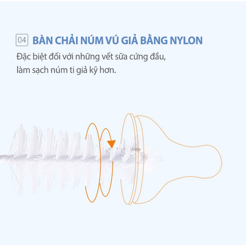 Bộ Chổi Cọ Vệ Sinh Bình Sữa, Núm Ti Và Ống Hút MISUTA 6 Chi Tiết Cao Cấp YOOTA BABY