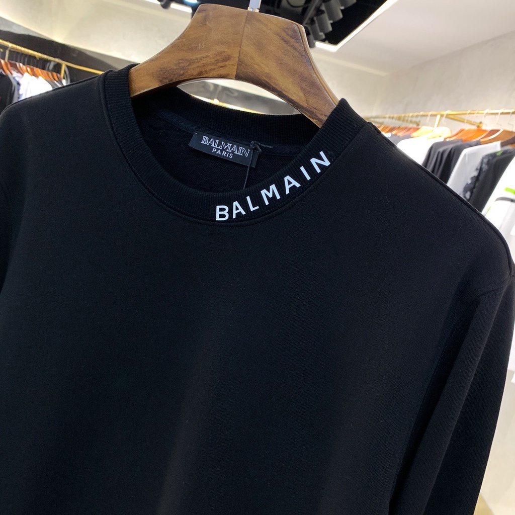 Balma1n 2021 Áo sweater cotton tay dài cổ tròn in chữ phong cách mới cho nam