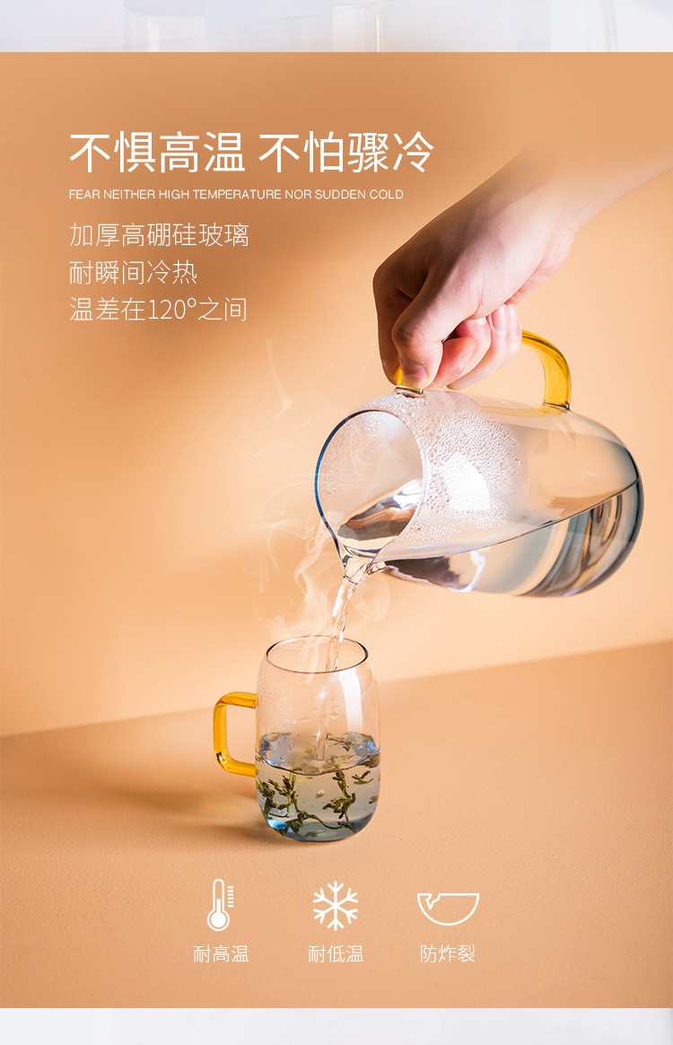 Cold Kettle, Glass Kettle, Large-capacity Herbal Teapot, Heat-resistant And High-temperature Cold Kettle, Household Cold Water Cup Set