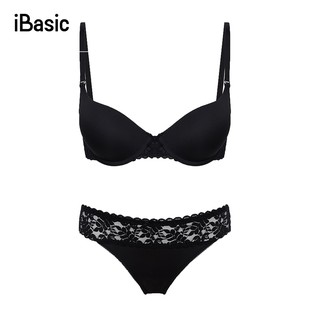 Combo áo ngực t-shirt mút vừa và quần lót nữ bikini poly iBasic BRAW095 + PANW095