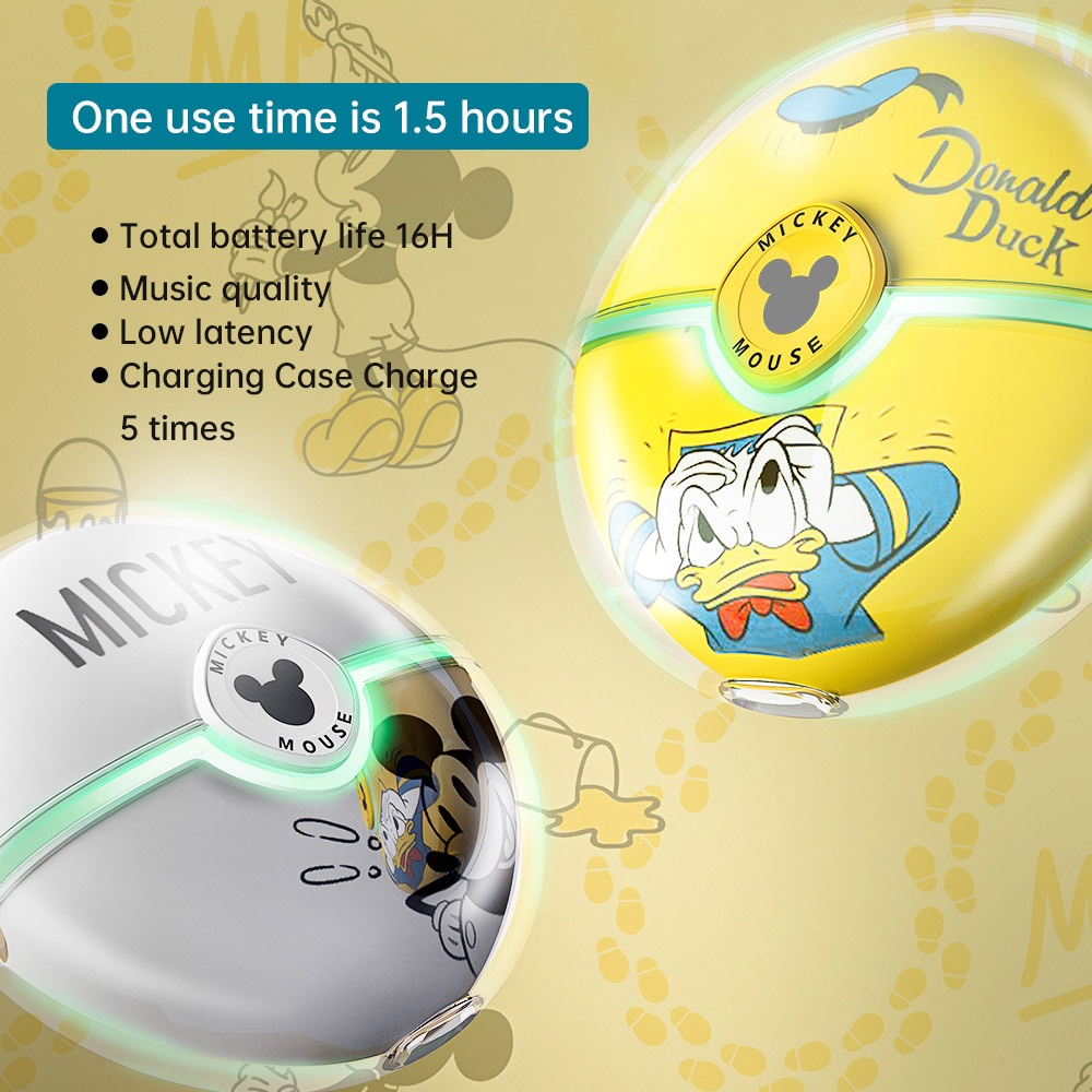 Tai Nghe Nhét Tai Bluetooth Không Dây Giảm Tiếng Ồn Có Micro Hình Chuột Mickey Disney