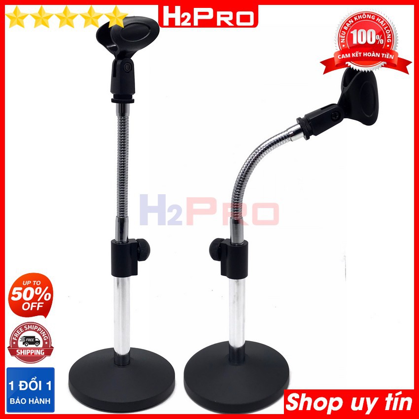 Chân micro đứng để bàn HAIF NB228 H2Pro chính hãng cao 30cm thân inox-cổ xoắn đa chiều, chân gắn micro đứng để bàn