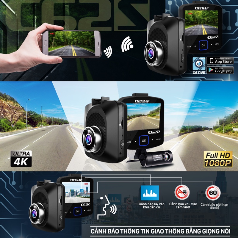 VIETMAP C62S - Camera Hành Trình Trước Sau Cảnh Báo Thông Tin Giao Thông - Tặng Thẻ Nhớ 32GB | BigBuy360 - bigbuy360.vn