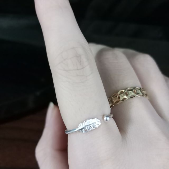 Combo 2 Nhẫn bạc lông vũ