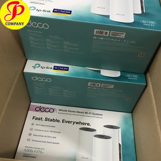 Thùng 4 cái Bộ phát Wifi Mesh băng tần kép TP-Link Deco E4 (3 pack), chính hãng, mới 100%, bảo hành 2 năm