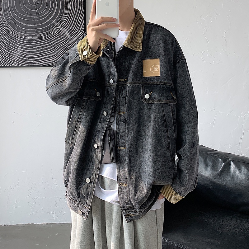 Áo khoác jean denim nam nữ unisex form rộng cổ len, áo khoát jacket jean nam nữ phong cách Hàn Quốc 8791