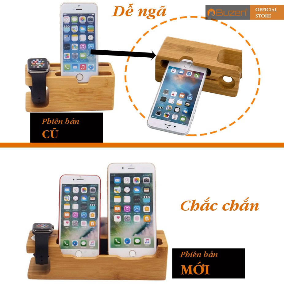 Dock sạc để bàn bằng gỗ tre dùng cho IPtáo watch