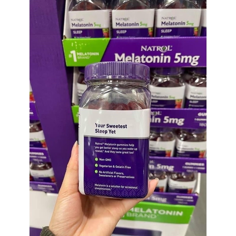 Kẹo dẻo vị dâu Natrol Melatonin 5mg sleep 180 viên mỹ