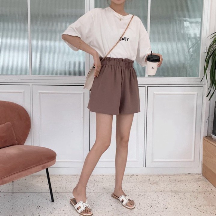 Quần short lưng thun cạp cao freesize nhiều màu (lưng nhún)