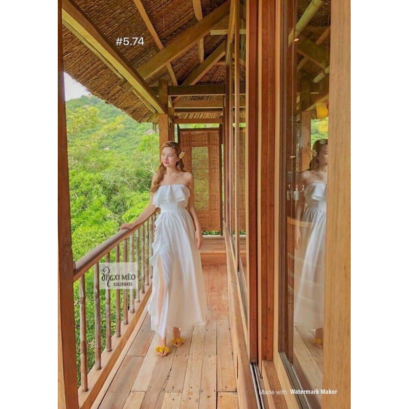 Đầm maxi bẹt vai bèo | BigBuy360 - bigbuy360.vn