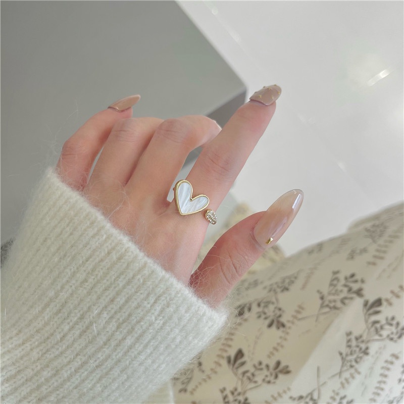 Nhẫn Mở Hình Trái Tim Đính Đá Thời Trang Cho Nữ