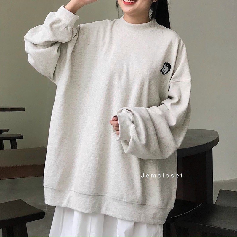  [FREE SHIP] ÁO SWEATER CÔ GÁI THÊU FORM <75kg | BigBuy360 - bigbuy360.vn