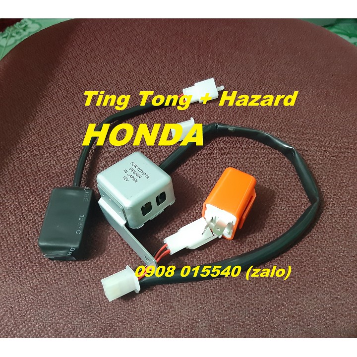 Bộ TING TONG &amp; Hazard cho xe HONDA Tặng Chớp Điện Tử 12V