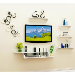 Combo Kệ DVD + set 4 kệ thanh ngang + 20 hình tròn trang trí - HOME DECOR