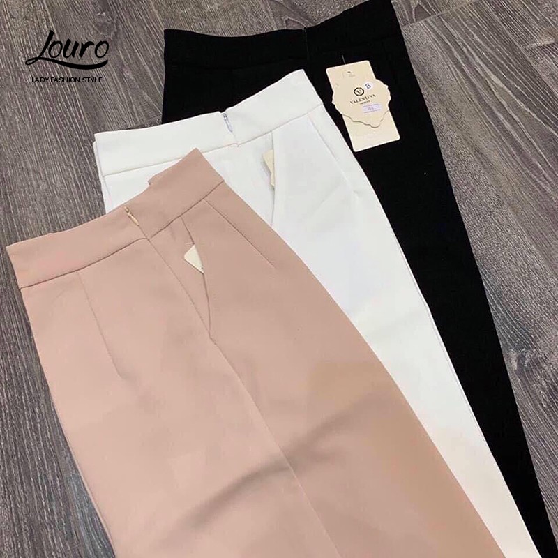 Quần ống rộng Louro L3000 khoá hông cạp cao,CÓ ẢNH THẬT dáng culottes ống sớ trơn 3 màu trắng đen be kiểu dáng đơn giản | BigBuy360 - bigbuy360.vn