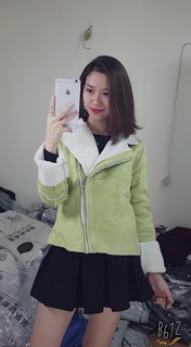 khoác da lộn lót lông cừu