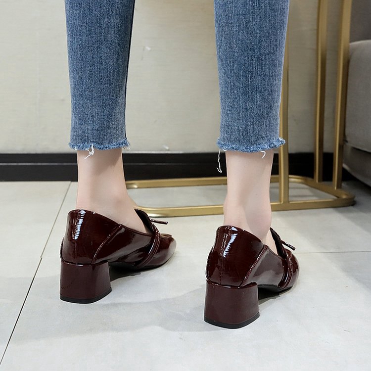 IELGY Giày cao gót làm bằng da phong cách thời trang nữ