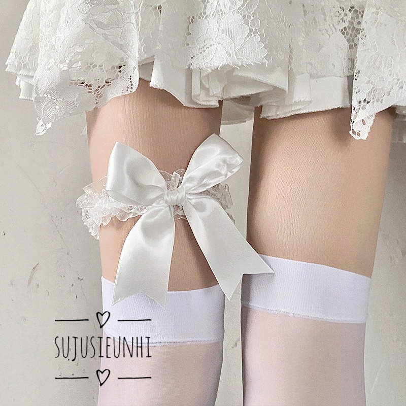 Vòng đeo chân/ choker đùi ren nơ lớn lolita ngọt ngào