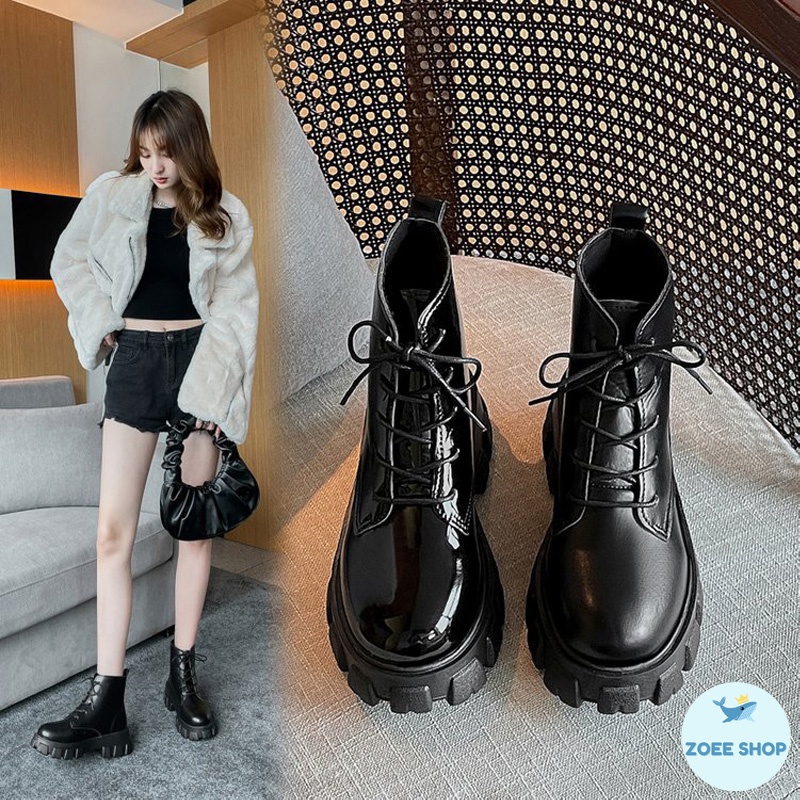 Bốt  Cổ Ngắn Đế Cao 4cm Phong Cách Ulzzang Hàn Quốc Chất Liệu Da PU CAO CẤP BT002-ZOEE