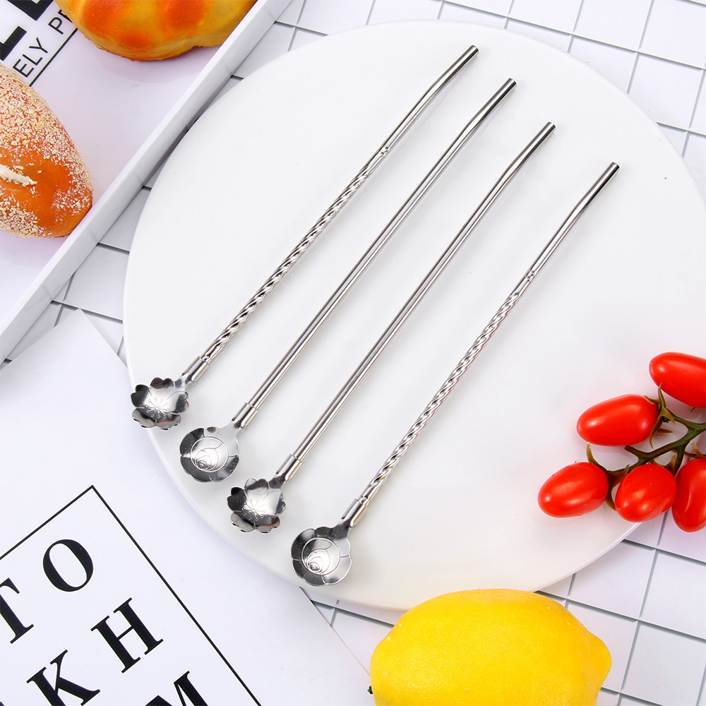 CONOPERY Thìa ống hút bằng thép không gỉ có thể tái sử dụng