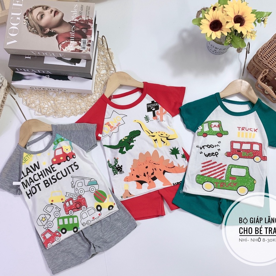 Bộ cộc tay nhiều họa tiết ngộ nghĩnh cho bé trai bé gái 7-18kg, vải cotton mềm mịn - BO90