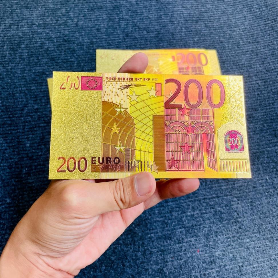 Tờ Tiền Kỉ Niệm 200 EURO Plastic Mạ Vàng Lì Xì Tết May Mắn