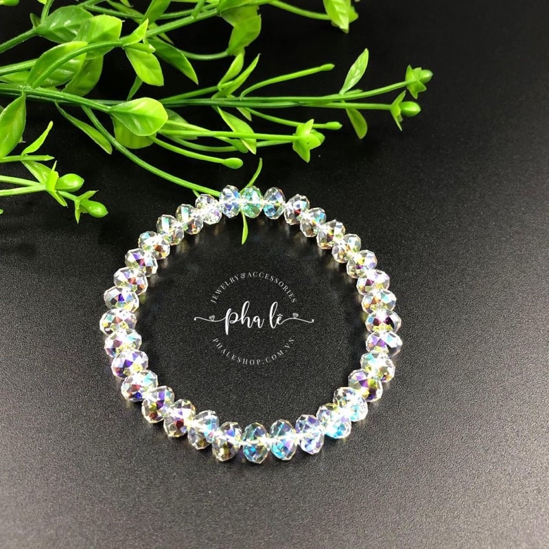 Vòng Tay Pha Lê Tròn Dẹp 08mm Được Thiết Kế Từ Pha Lê Swarovski