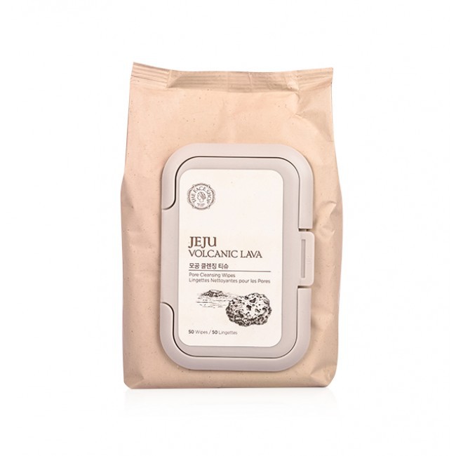 Khăn Giấy Tẩy Trang TheFaceShop Jeju Volcanic Lava Pore Cleansing Wipes 50 Miếng