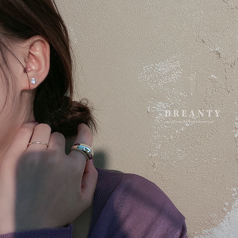 Bông Tai Mạ Bạc Đính Đá Zircon Cỡ Nhỏ Phong Cách Hàn Quốc Độc Đáo Thời Trang Cho Nữ