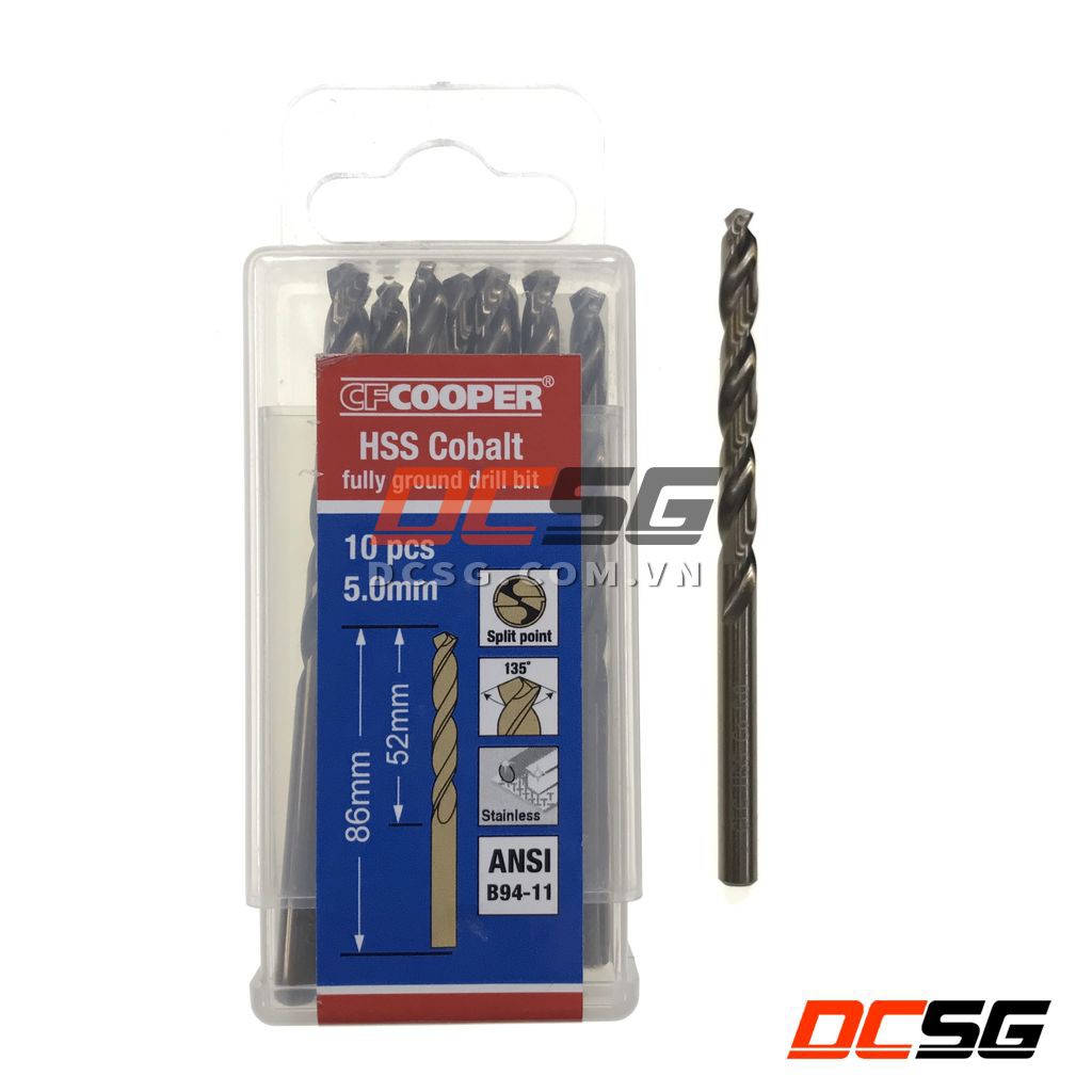 Mũi khoan thép, Inox HSS-Cobalt 5% 5.0-10.0mm CFCooper  | DCSG
