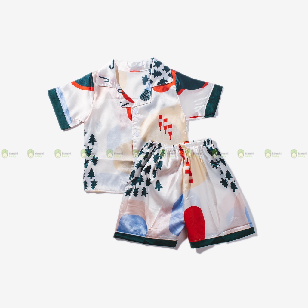 Bộ Pyjama Bé Gái KIMCHIBABY Vải Lụa Mềm Mát Hoạ Tiết Bò Sữa, Bộ Đồ Cho Bé Mặc Nhà Mùa Hè CK29