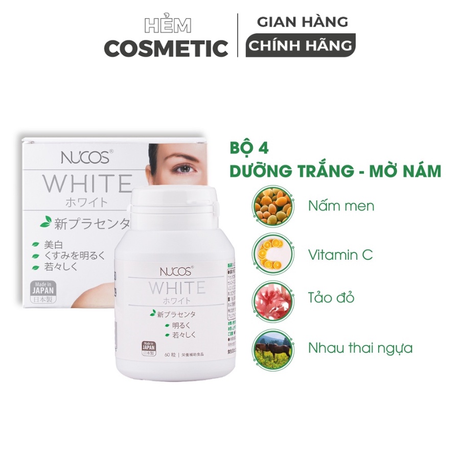 Viên uống trắng da mờ thâm nám Nucos White 60 viên - Hẻm Cosmetic