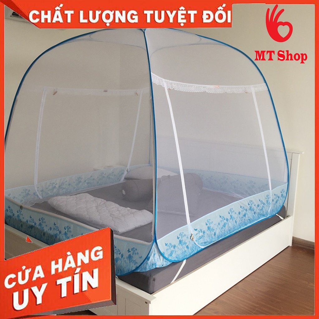 Mùng chụp tự bung viền chân đỉnh vuông. Mùng ngủ không đáy tự bung cao cấp, tiện lợi gấp gọn.