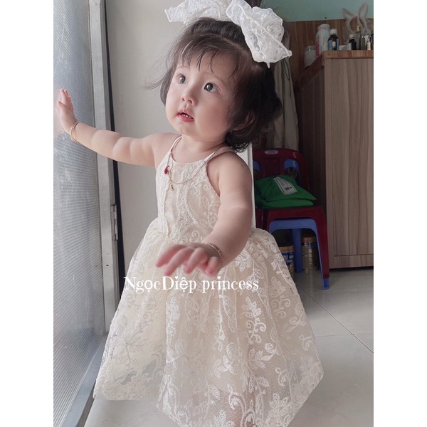 Váy bé gái, váy zen 2 dây tiểu thư cực sành điệu và sang chảnh cho nàng công chúa nhỏ D028