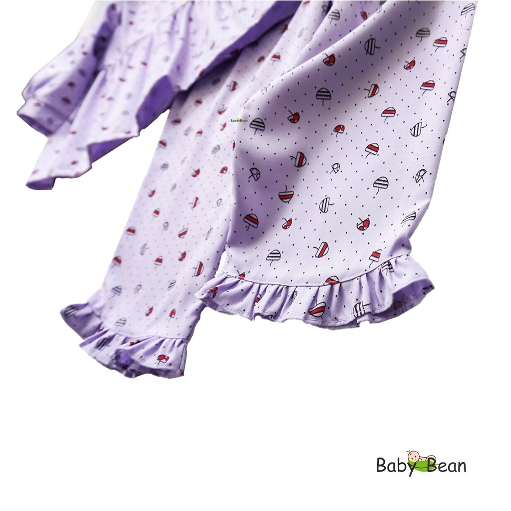 Bộ Đồ Cotton Nhún Eo Quần Lai Bèo Bé Gái & Mẹ BabyBean