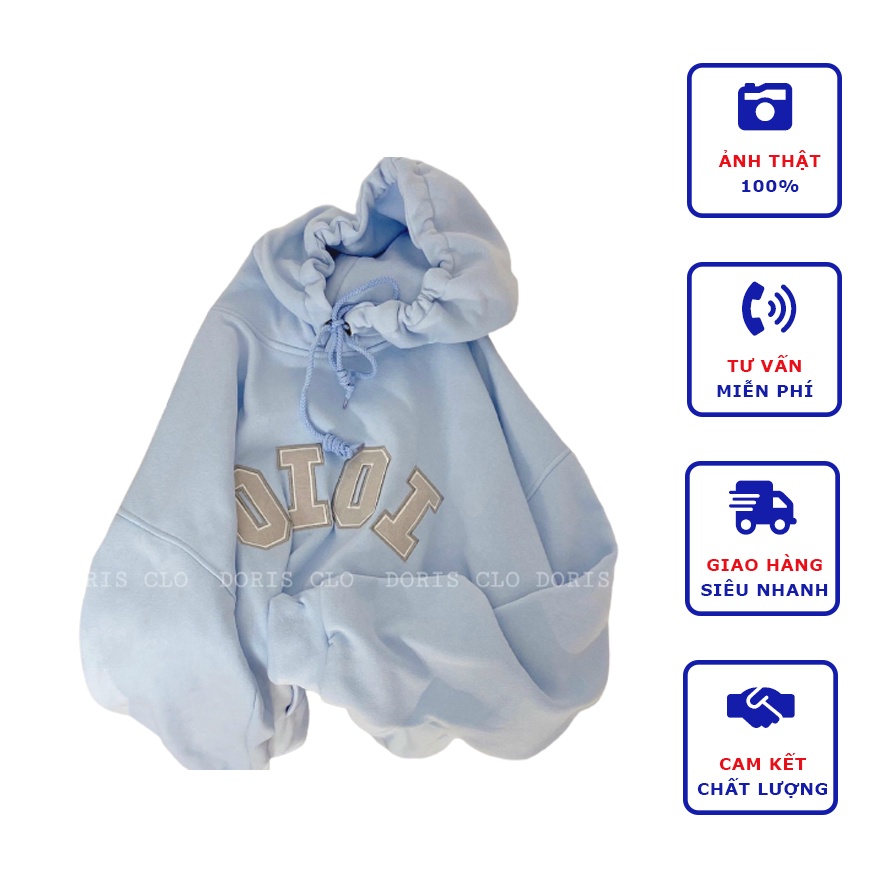 Áo Khoác hoodie che nắng với chất thun nỉ mềm mịn form dưới 70kg nón 2 lớp dày dặc logo thêu chữ OIOI Cao Cấp
