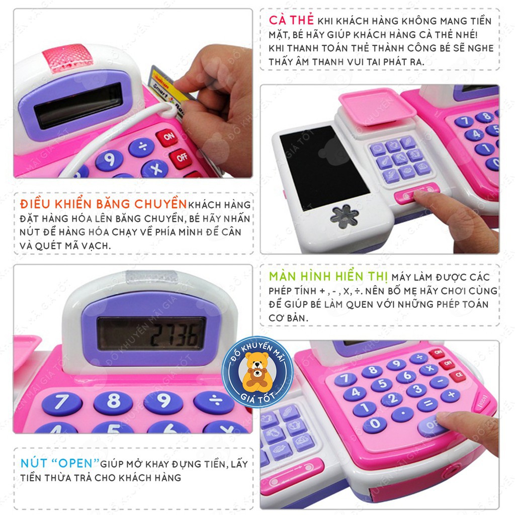 [LHai] Đồ chơi máy tính tiền siêu thị mini màu hồng dùng pin có âm thanh cho bé 5901 - Đồ khuyến mãi giá tốt