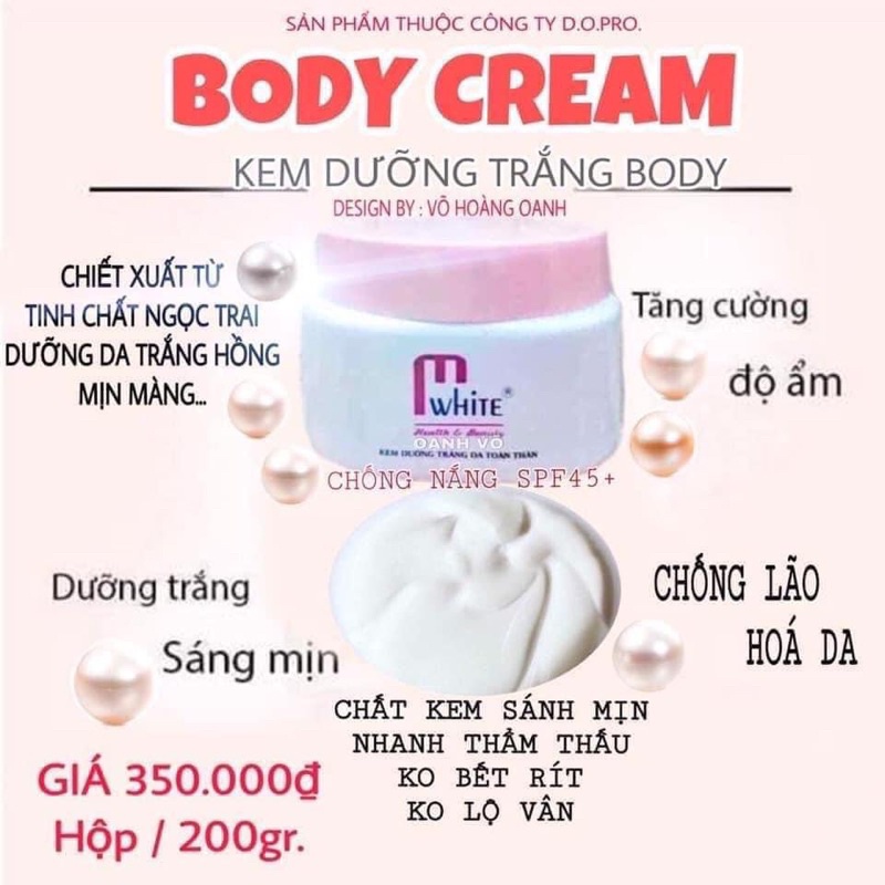 Kem dưỡng da toàn thân Body Mwhite D.O.Pro - hết tặng sữa tắm