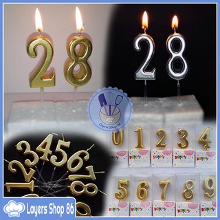 Nến số 3D Bánh Kem Sinh Nhật Nhũ Vàng hàng cao cấp