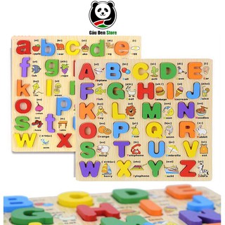 Bảng Chữ Cái♥FREESHIP♥Đồ Chơi Gỗ Bảng Ghép Chữ Cái Tiếng Anh Bảng Ghép Số Nổi Bằng Gỗ Cho Bé