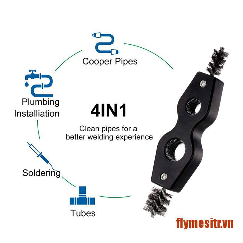 FLYME 4In1 Wire Brush Deburr Aluminium Pipe Cleaning Plumbing Copper Pipe Cleaner