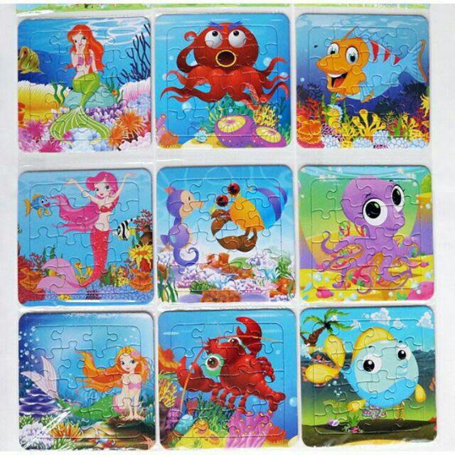 Tranh ghép . xếp hình 16 mảnh giấy bìa