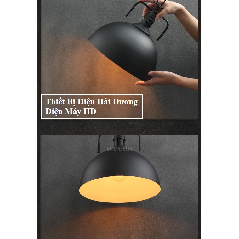 Chao thả trần chao dầu dây xích cổ điển D300 (Đen) - Đường kính chao đèn 30cm - Bảo hành 12 tháng