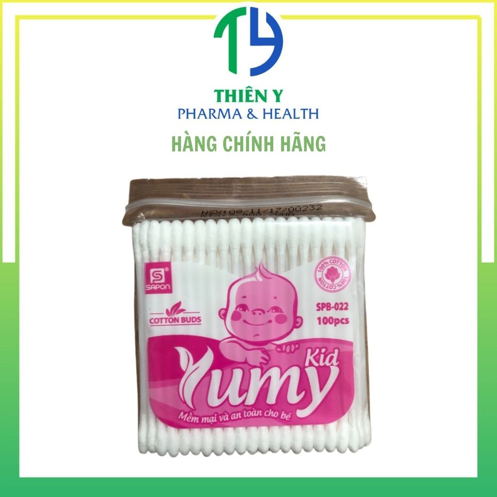 Tăm bông trẻ em Yumy Kid cao cấp, tăm bông sơ sinh, bông ngoáy tai cho bé, gói 100 cái – Thiên Y Pharmacy